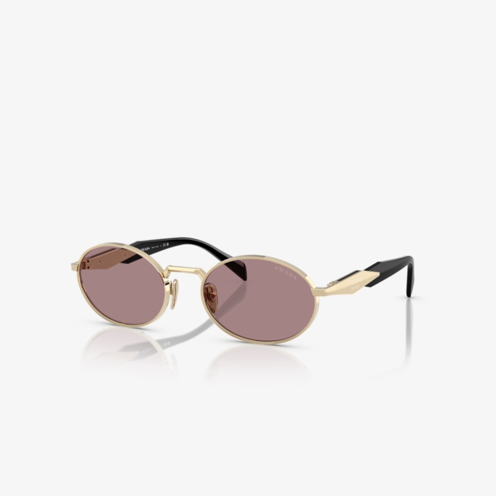 Prada 65ZS ZVN20I 55 Pale Gold Light Purple Brown Sunglasses PR65ZS